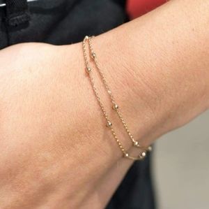 Brandy Melville Double Chain Beaded Bracelet, NEW GOLD